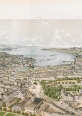 19th century view of Geneva from Plainpalais plain