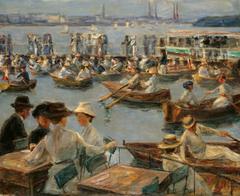 Impressionist painting of boating on the Alster lake in Hamburg by Max Liebermann