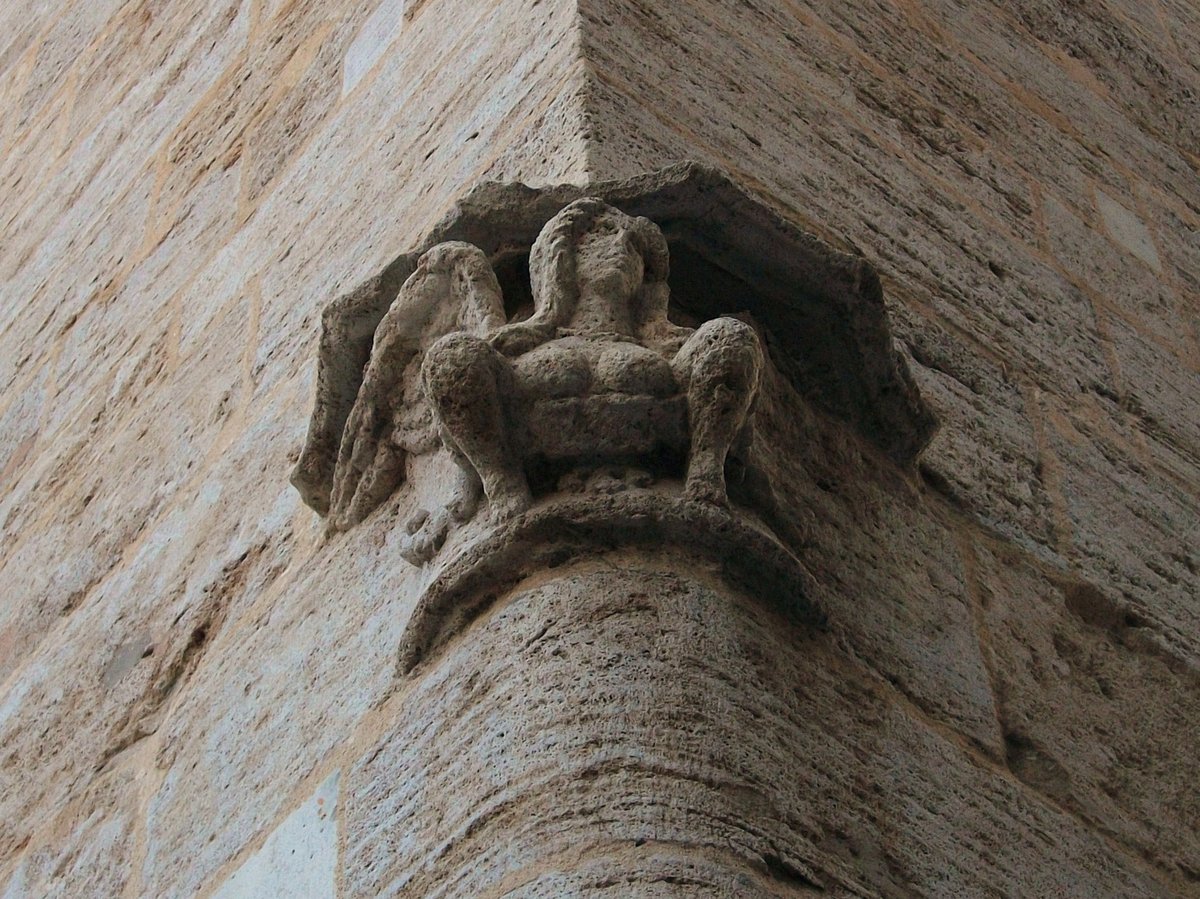 Sculptural detail of the Old Tower at the Palau de la Generalitat in Valencia