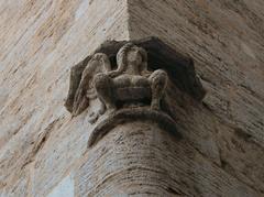 Sculptural detail of the Old Tower at the Palau de la Generalitat in Valencia