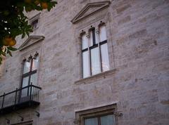 Detail of the old tower in orange color