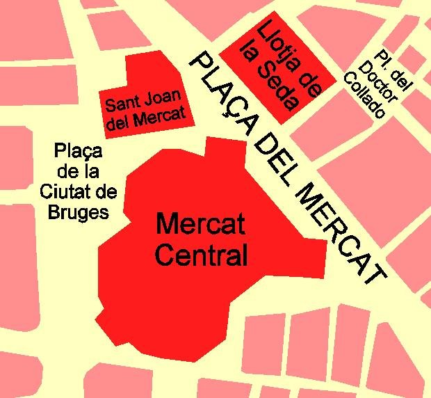 Map of Plaça del Mercat in Valencia