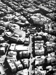 Aerial view of Dizengoff Square in Tel Aviv with surrounding buildings and streets