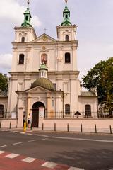 St. Florian's Church in Kraków, Poland with historical architecture against blue sky