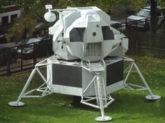 Apollo moon lander mockup on green lawn at Franklin Institute Philadelphia