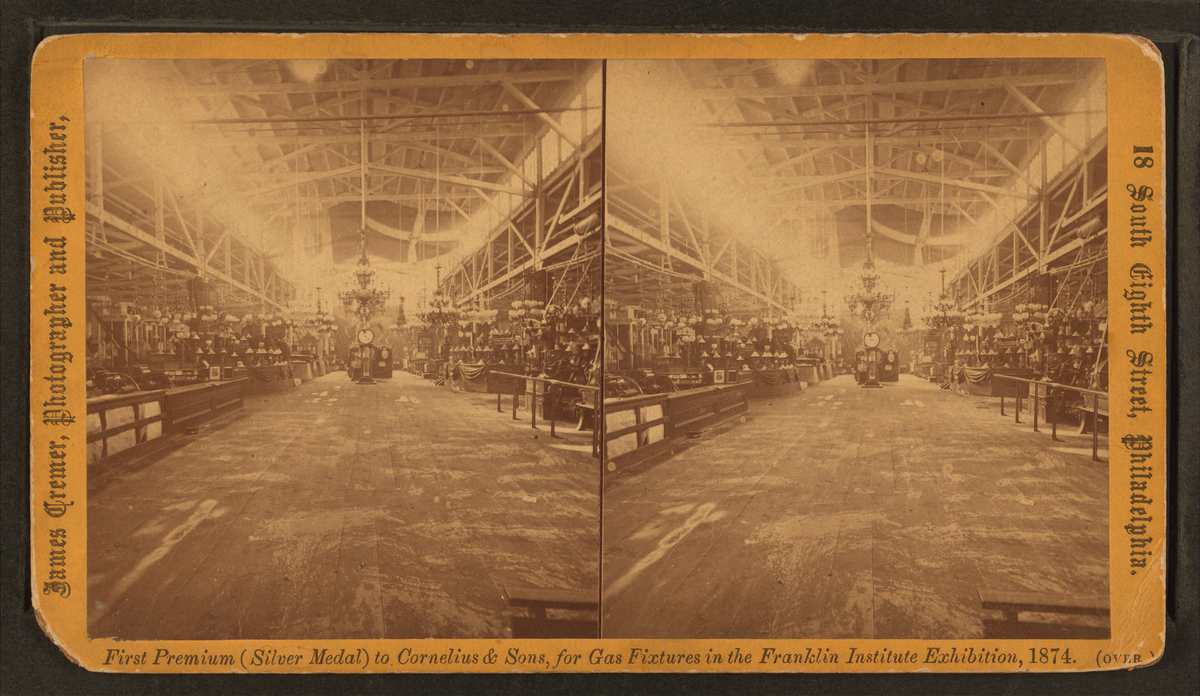 Silver Medal awarded to Cornelius & Sons for Gas Fixtures at the Franklin Institute Exhibition 1874