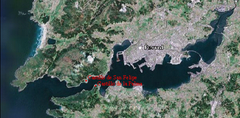 Map showing location of San Felipe and La Palma castles in Ferrol