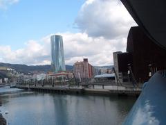 Puente Eukalduna bridge in Bilbao over the river