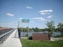 Viau bridge over the Rivière des Prairies as seen from Laval, Quebec, Canada