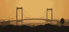 Walt Whitman Bridge spanning the Delaware River at dusk