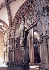 Ornate Gothic portal of St Jacques Cathedral with detailed sculptures