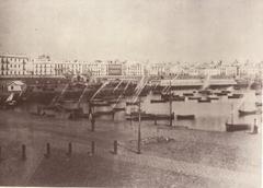 19th century view of Cádiz port from the railway station with Puerta del Mar visible