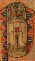 Historiated initial from AGR Manuscrits divers 983 folio 30v 1438 medieval illuminated manuscript