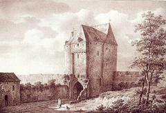 Historical image of Porte de Namur Gate in Brussels at the end of the 18th century
