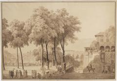Promenade de la Treille in Geneva with people walking along the tree-lined path