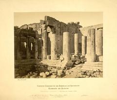 Propylee Pinacotheque west facade with Doric columns and visible metal grills