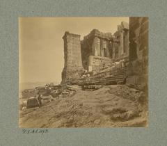 Terraced construction of the Propylaea with the Pinacotheque and Agrippa monument in Athens