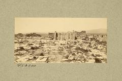 View of the Propylaea from the Erechtheion on the Acropolis with scattered marble ruins and medieval additions