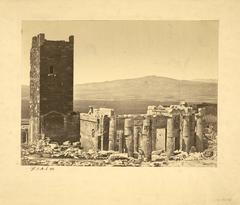 View of the Propylaea from the southeast with the Frankish Tower and Athena Nike Temple East Facade in Athens