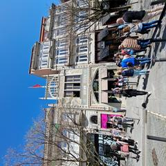 Line of people waiting on a weekday in March to enter Livraria Lello e Irmao bookstore in Porto, Portugal