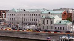 Rebuilt Sofiyskaya Embankment waterfront buildings across the Kremlin in Moscow