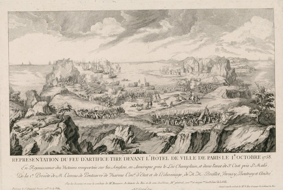 Historical painting depicting the Raid of St Malo in 1758 by Jacques-Philippe Le Bas