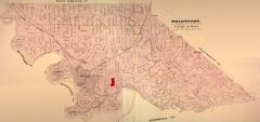 Surveyor's Map of Brant County Ontario with Echo Place Highlighted in Red