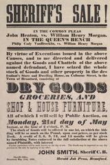 Sheriff's sale notice in Brantford, Ontario from May 1855