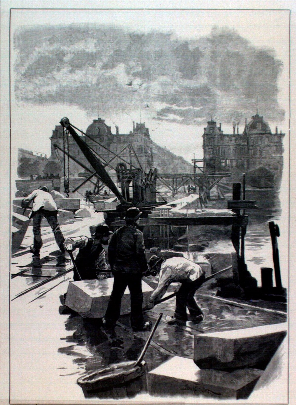 Workers constructing the new Peblinge Bridge in 1886