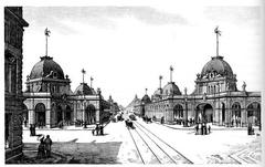 Visualization of Emil Blichfeldt's unrealized bridge proposal at Dronning Louises Bro site in Copenhagen