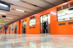Interior view of Metro CDMX train with passengers