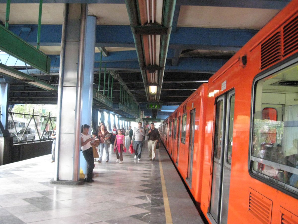 Platform of Metro station Iztacalco on Line 8 of Mexico City Metro system