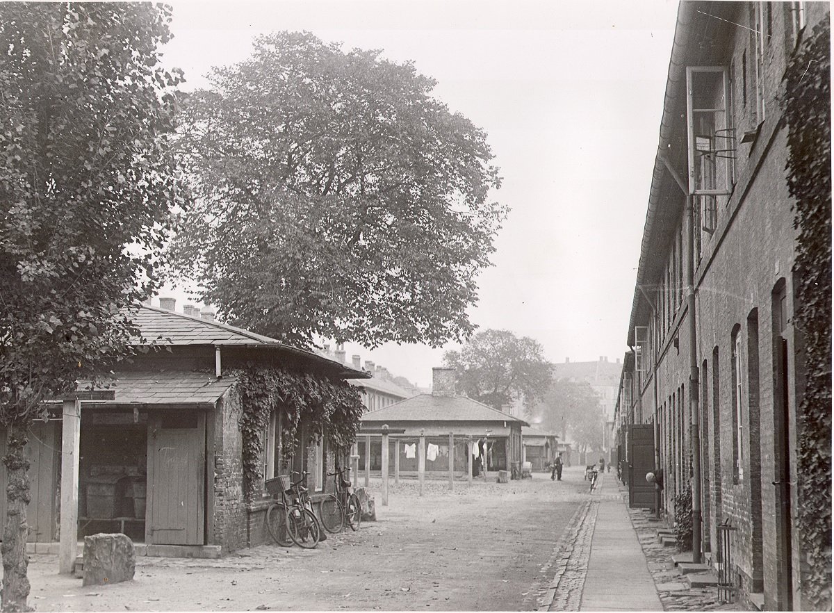 Vintage black and white photo of Brumleby residential area in Copenhagen Denmark