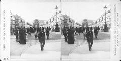 Golden wedding anniversary celebration of King Christian IX and Queen Louise on May 26, 1892, at Højbro Plads with an honorary arch