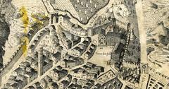 Detail of Eusebi's 1602 map print of Perugia