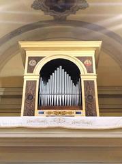 Historic Morettini organ inside Fontignano Santa Maria e San Leonardo church
