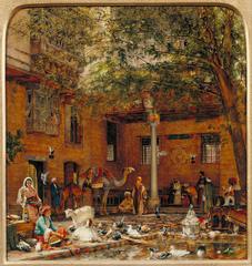 Painting of the courtyard of the Coptic Patriarch's House in Cairo by John Frederick Lewis