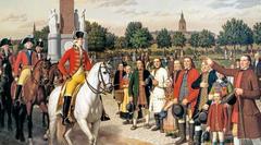 Painting of farmers thanking King Christian VII and Crown Prince Frederik at Frihedsstøtten in Copenhagen