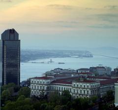 View of Maiden's Tower and Ritz Hotel in Istanbul from a distance