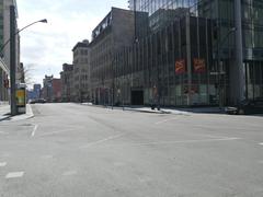 Rue Square-Victoria in Montreal near Square-Victoria–OACI metro station during the Covid-19 pandemic