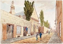 Historical illustration of Hotel Dieu hospital in Montreal on July 20th, 1829