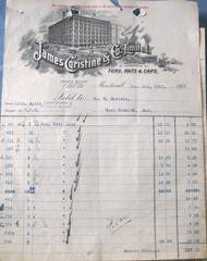 James Coristine & Co. Limited invoice for furs, hats and caps, Montreal, 1913