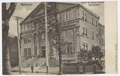 Historic postcard of Baron de Hirsch School and Institute in Montreal, early 1900s