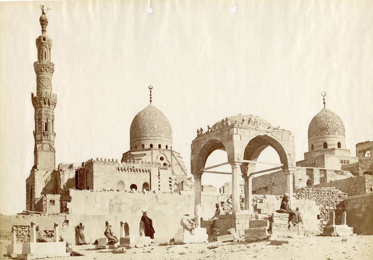 View of the 15th-century mosque and madrasah built by Sultan Qaytbay in Cairo