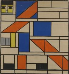 Abstract geometric composition with colorful shapes by Theo van Doesburg