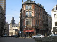 Typical corner pub in Brussels with traditional architecture