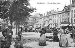 Vintage postcard of the Grand Sablon square in Brussels circa 1900