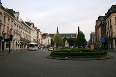 Grand Sablon Square in Brussels with Notre-Dame du Sablon Church in the background