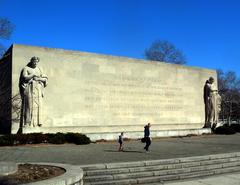 Brooklyn War Memorial on a sunny winter midday with clear blue sky