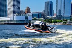 Coast Guard vessels and personnel securing Milwaukee waterfront before the 2024 Republican National Convention